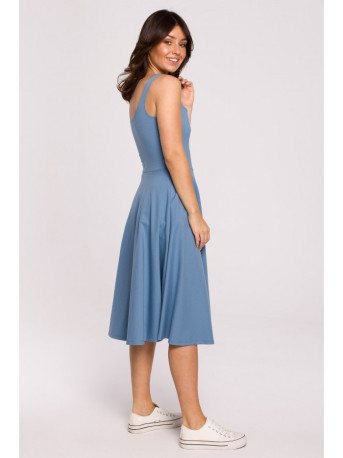 B218 Fit and flare sleeveless dress - blue