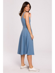 B218 Fit and flare sleeveless dress - blue