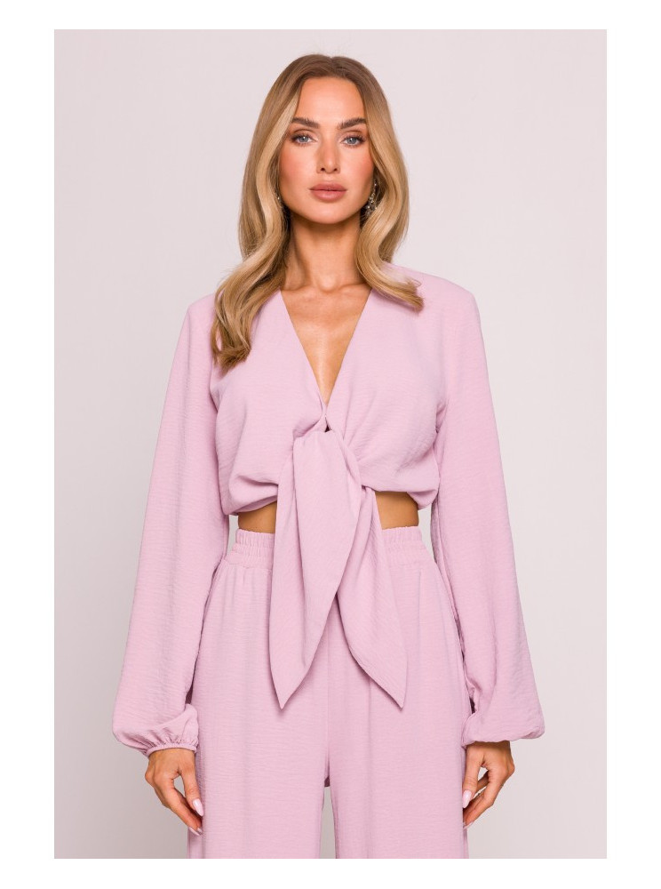 M861 Surišamas trumpas viršus - crepe pink