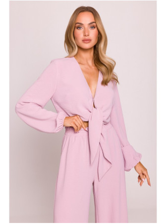 M861 Suraišomas trumpas viršus - crepe pink