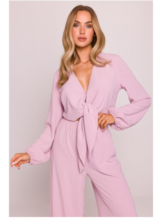 M861 Suraišomas trumpas viršus - crepe pink