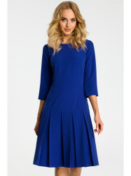 M336 Drop waist dress with pleats - royal blue