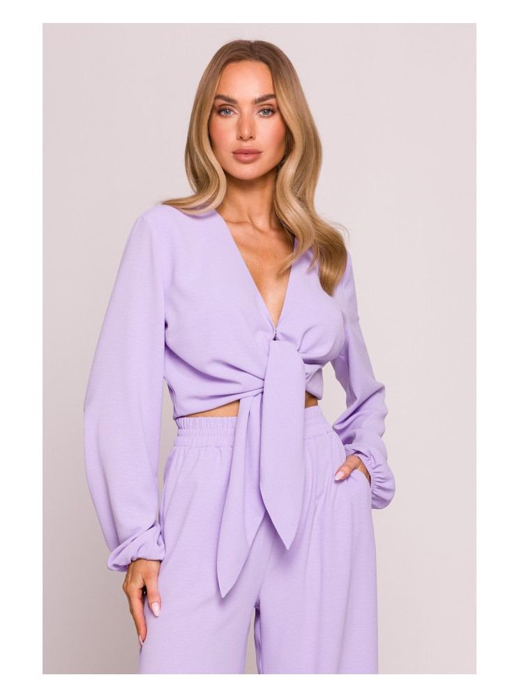 M861 Trumpa palaidinė su raišteliais priekyje - violetinė