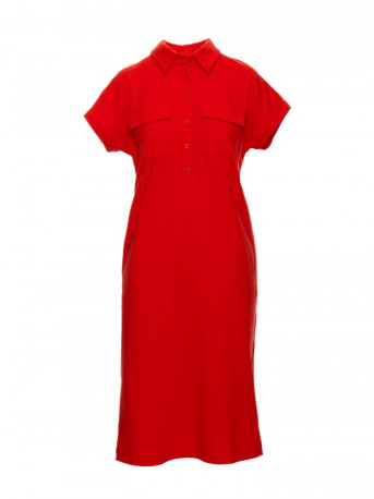 B222 Safari dress with flap pockets - red