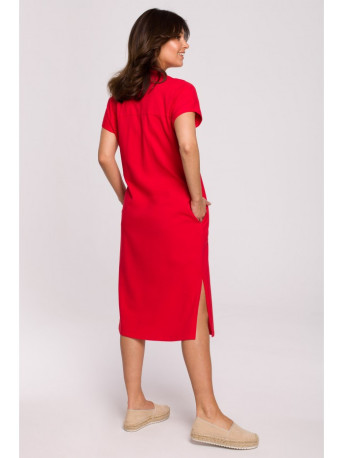 B222 Safari dress with flap pockets - red