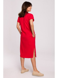 B222 Safari dress with flap pockets - red