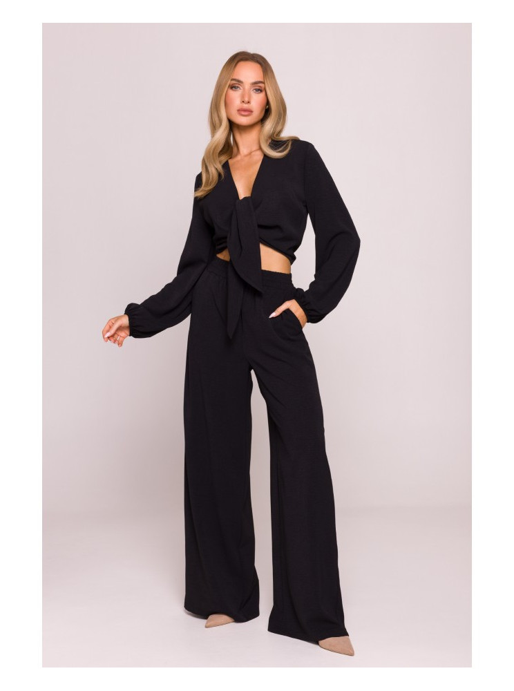 M862 Plačios kelnės - juoda