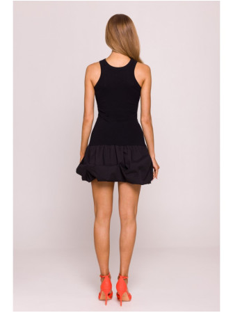 M863 Suknelė su pūstu sijonu ir sportine nugara - juoda