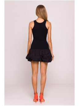 M863 Suknelė su pūstu sijonu ir sportine nugara - juoda