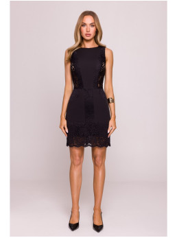 M864 Mini suknelė su nėrinių detalėmis - juoda