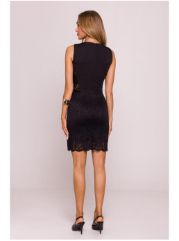 M864 Mini suknelė su nėrinių detalėmis - juoda