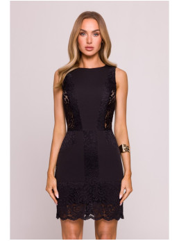 M864 Mini suknelė su nėriniuotomis detalėmis - juoda