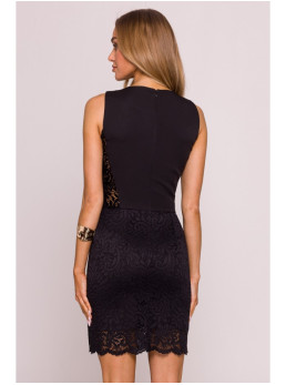 M864 Mini suknelė su nėriniuotomis detalėmis - juoda