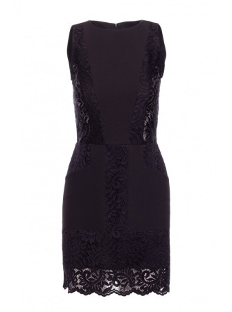 M864 Mini suknelė su nėrinių detalėmis - juoda