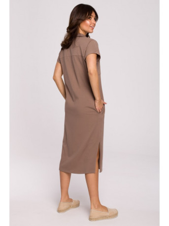 B222 Safari dress with flap pockets - cocoa