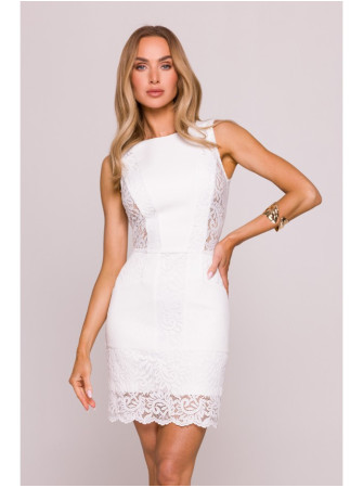 M864 Mini suknelė su nėriniais - nebalinta