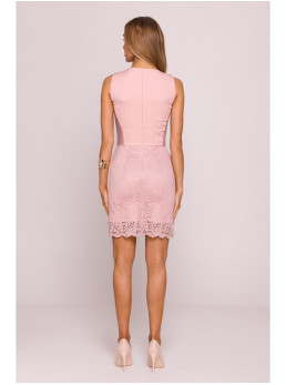 M864 Mini suknelė su nėrinių detalėmis - pudros