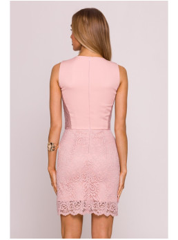 M864 Mini suknelė su nėrinių detalėmis - pudros