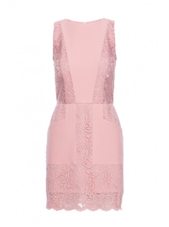 M864 Mini suknelė su nėrinių detalėmis - pudros