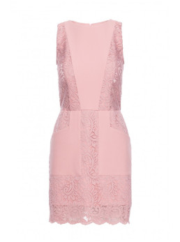 M864 Mini suknelė su nėrinių detalėmis - pudros