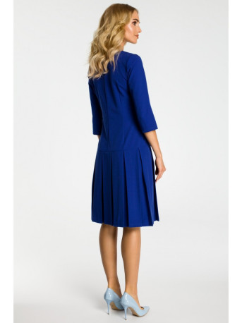 M336 Drop waist dress with pleats - royal blue