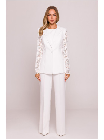 M865 Švarkas su nėriniais - nebalinta