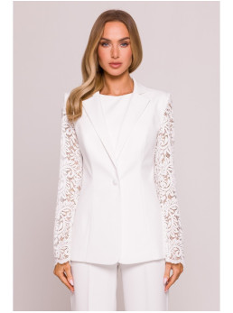 M865 Švarkas su nėriniais - nebalinta