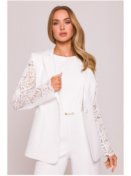 M865 Švarkas su nėriniais - nebalinta