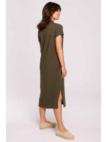 B222 Safari dress with flap pockets - khaki
