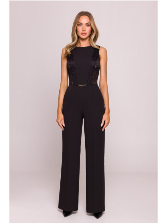 M866 Kombinezonas su nėriniuotomis detalėmis - juoda