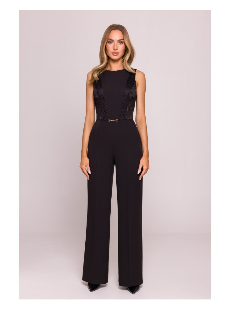 M866 Kombinezonas su nėriniuotomis detalėmis - juoda