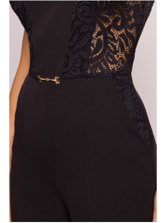 M866 Kombinezonas su nėriniuotomis detalėmis - juoda