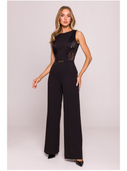 M866 Kombinezonas su nėriniais - juoda