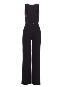 M866 Kombinezonas su nėriniuotomis detalėmis - juoda