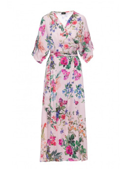 S405 Raštuota suknelė-siaučiamas maksi - spalva