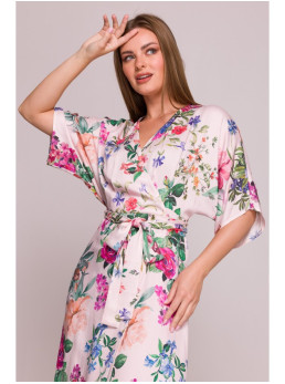 S405 Raštuota suknelė-siaučiamas maksi - spalva