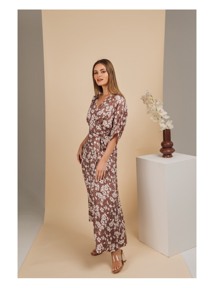 S405 Raštuota suknelė-siaučiamas maksi, modelis 2 - spalva