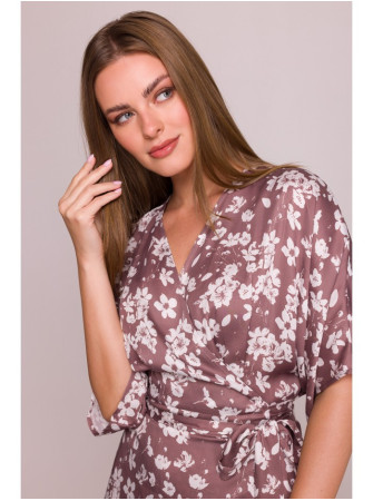 S405 Raštuota suknelė-siaučiamas maksi, modelis 2 - spalva