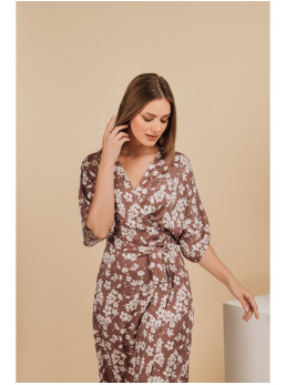 S405 Raštuota suknelė-siaučiamas maksi, modelis 2 - spalva