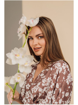 S405 Raštuota suknelė-siaučiamas maksi, modelis 2 - spalva