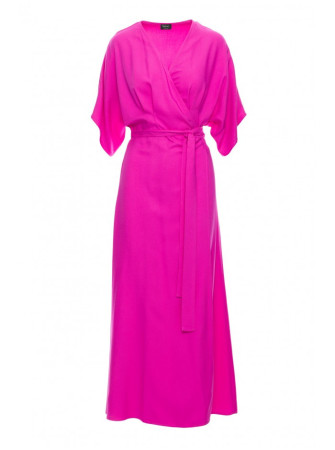 S406 Viskozinė suknelė-siaučiamas maksi ilgio modelis - alyvinė