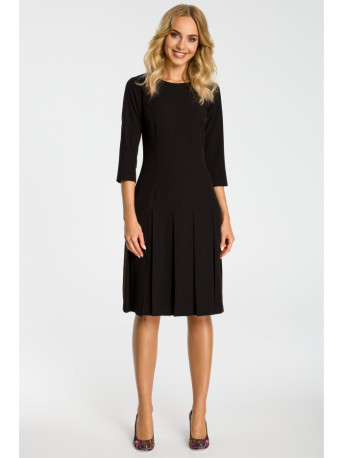 M336 Drop waist dress with pleats - black