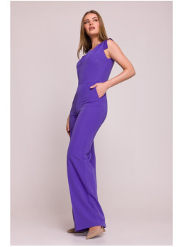 S407 Elegantiškas kombinezonas asimetriška iškirpte - violetinė