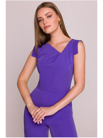 S407 Elegantiškas kombinezonas asimetriška iškirpte - violetinė