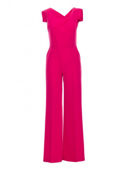 S407 Elegantiškas kombinezonas asimetriška iškirpte - rožinė