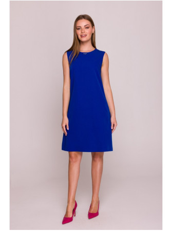 S408 Besiūlė suknelė be rankovių - karališka mėlyna