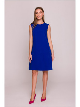 S408 Besiūlė suknelė be rankovių - karališka mėlyna