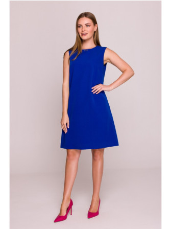S408 Besiūlė suknelė be rankovių - karališka mėlyna