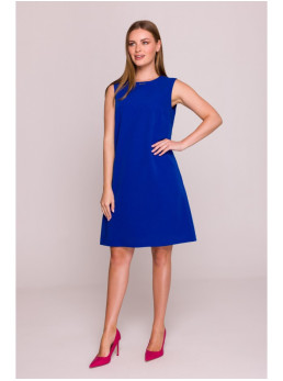 S408 Besiūlė suknelė be rankovių - karališka mėlyna