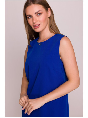 S408 Besiūlė suknelė be rankovių - karališka mėlyna
